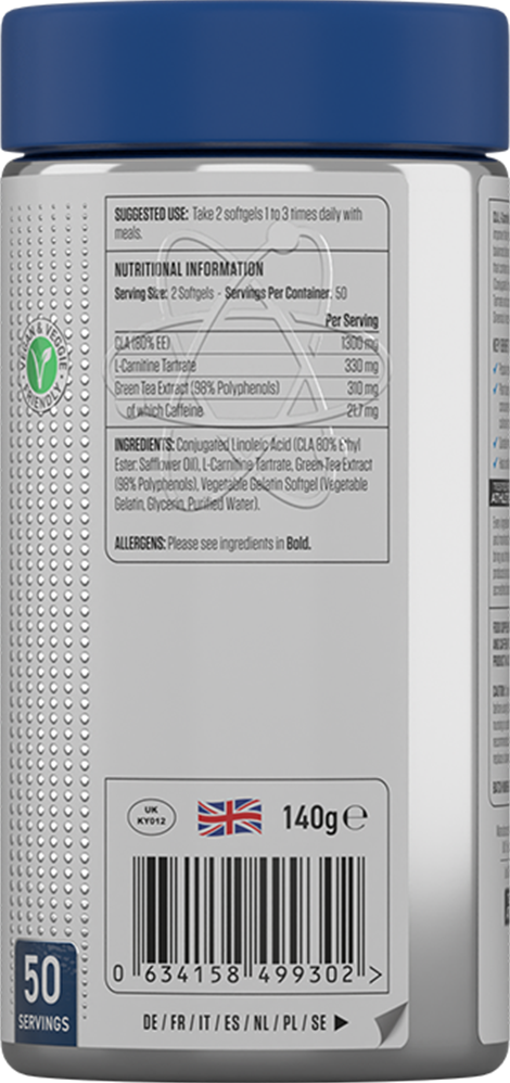 CLA, L-Carnitine & Green Tea – 100 softgels - Afbeelding 2