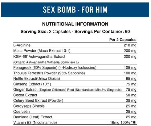 Sex Bomb Male – 120 caps - Afbeelding 2