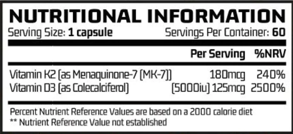 Vitamin D3 + K2 – 60 caps - Afbeelding 2