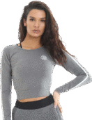 GGLSWT118 Golds Gym Ladies Cropped Sweater - Grey Marl