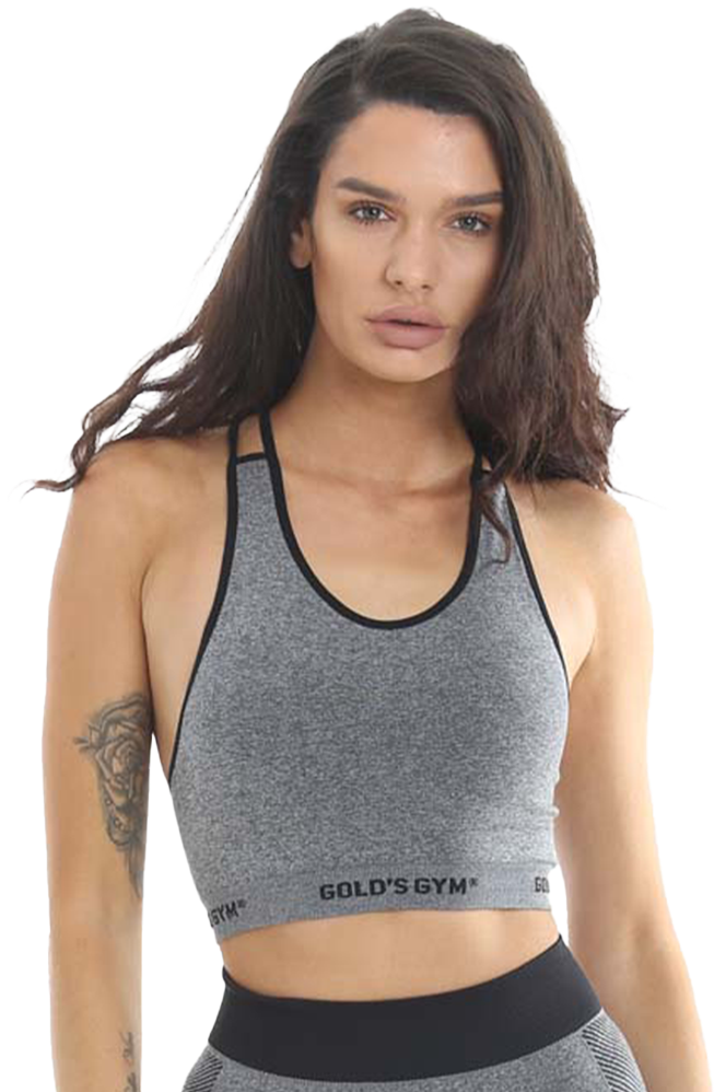 GGLTOP134 Golds Gym Ladies Seamless Top - Grey/Black