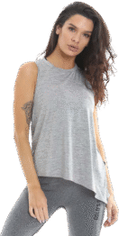 GGLTVST116 Golds Gym Ladies Angled Vest Top - Grey Marl