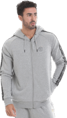 GGSWT084 Golds Gym Zipper Hoodie Branded Tape - Grey
