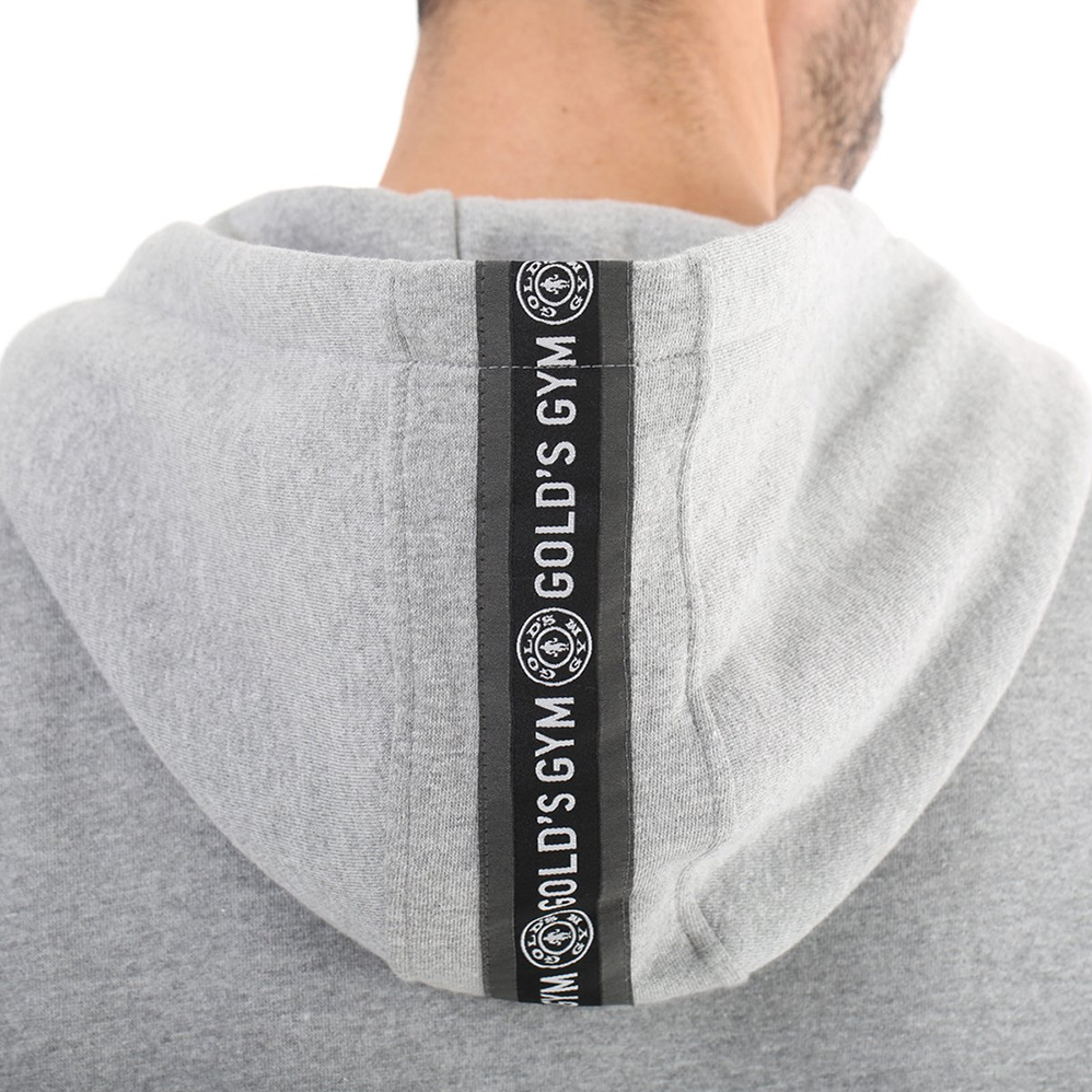GGSWT084 Golds Gym Zipper Hoodie Branded Tape - Grey - Afbeelding 2