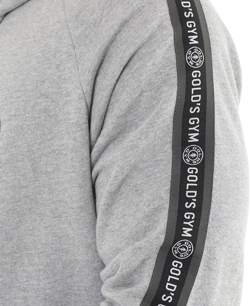 GGSWT084 Golds Gym Zipper Hoodie Branded Tape - Grey - Afbeelding 3