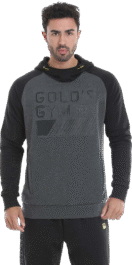 GGSWT086 Golds Gym Embossed Hood Sweater - Charcoal/Black