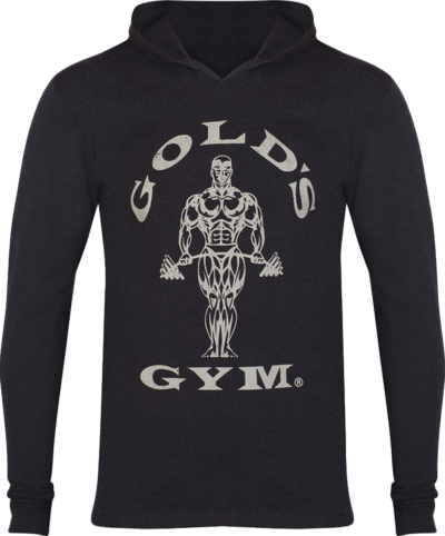GGTOP009 Golds Gym Long Sleeve Hood T-Shirt - S - Black - Afbeelding 2