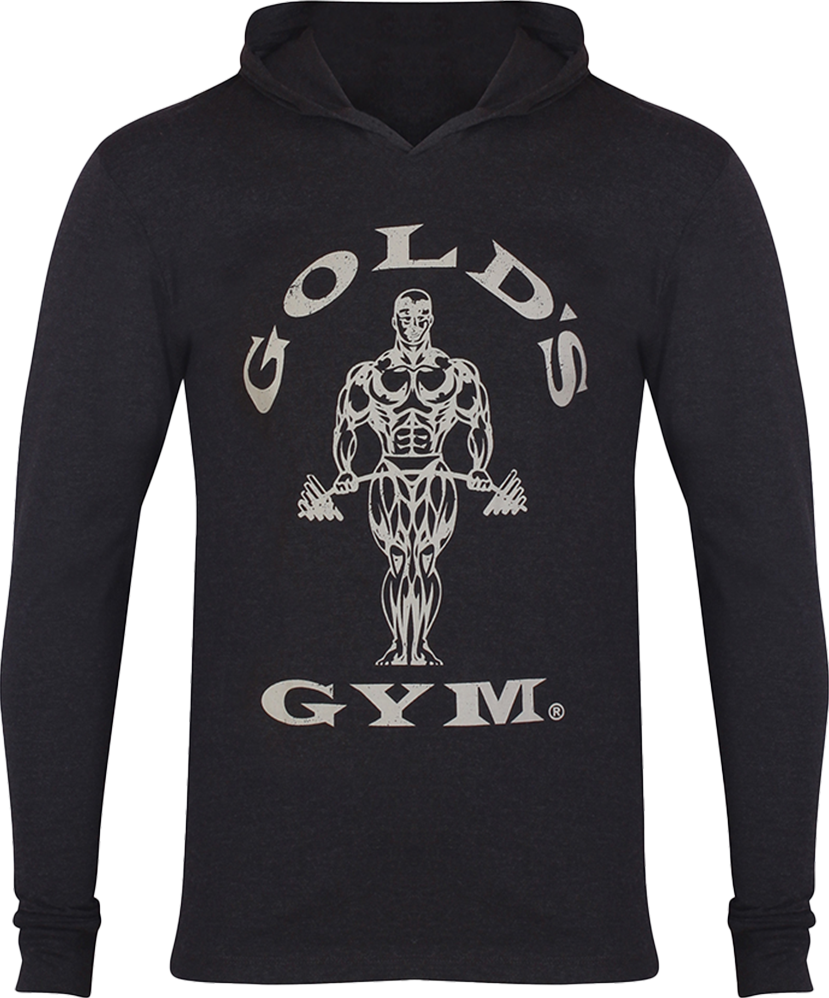 GGTOP009 Golds Gym Long Sleeve Hood T-Shirt - S - Black - Afbeelding 2