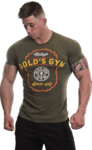 GGTS066 Golds Gym T-Shirt Vintage - S - Army Marl