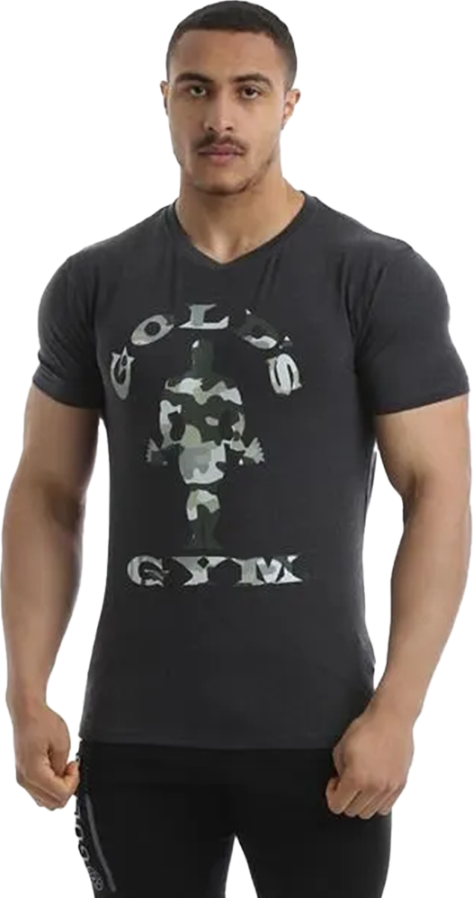 GGTS144 Golds Gym Slim Fit Stretch T-Shirt - S - Charcoal