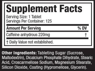 Platinum Caffeine – 125 tabs - Afbeelding 2