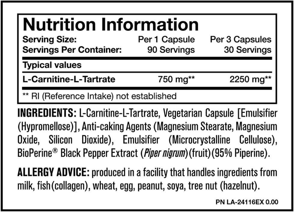 Carnitine – 90 caps - Afbeelding 2