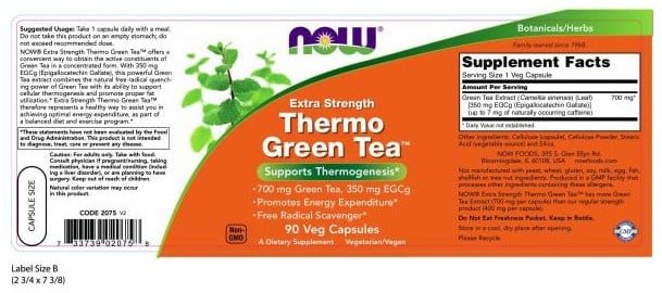 NOW2075 Thermo Green Tea – 90 veg caps - Afbeelding 2