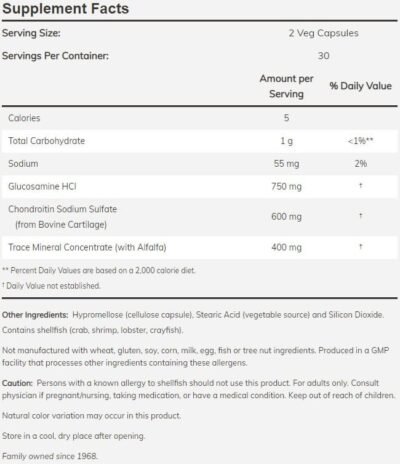 NOW3229 Glucosa & Chondroi & Trace – 240 veg caps - Afbeelding 2