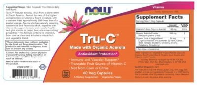 NOW707 Tru-C with Acerola – 60 veg caps - Afbeelding 2