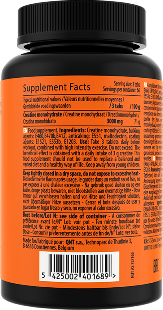Creatine Monohydrate Pure – 200 tabs - Afbeelding 2