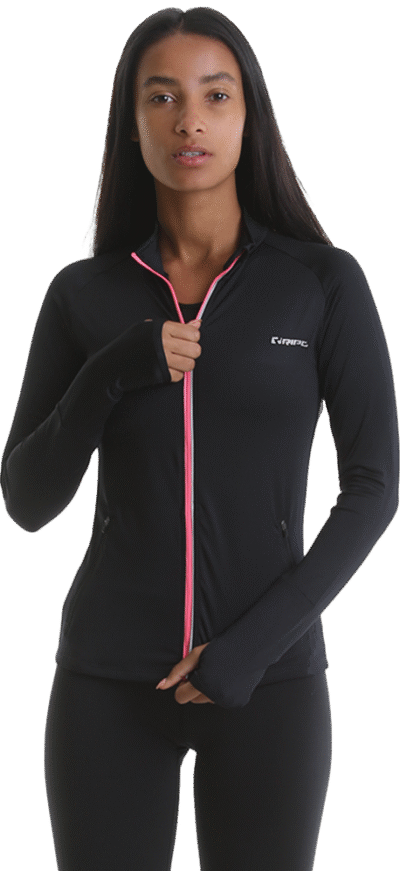 Ladies Zip Thru Top – Black