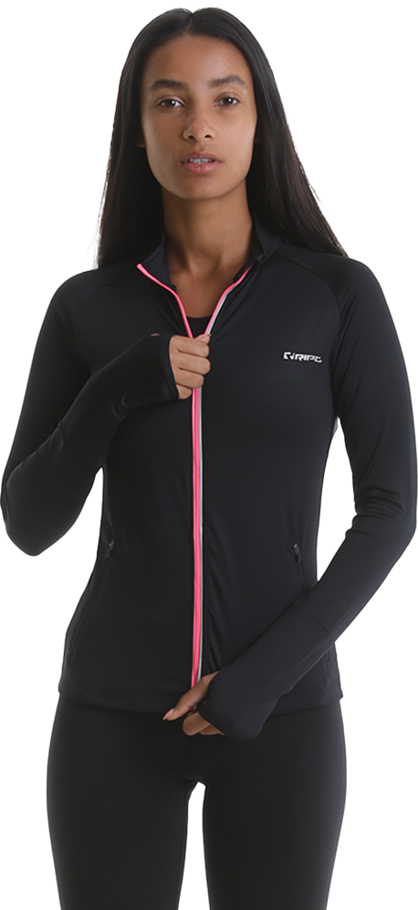 Ladies Zip Thru Top – Black