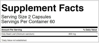 SW1119 Holy Basil Leaf – 400mg – 120 caps - Afbeelding 2