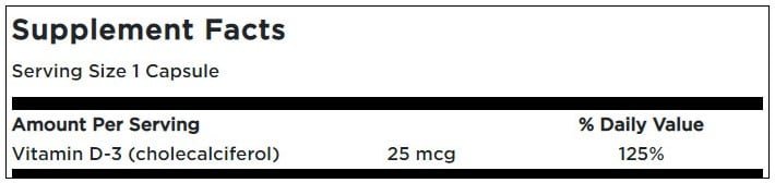 SW1241 Vitamin D3 – 1000IU – 30 caps - Afbeelding 2