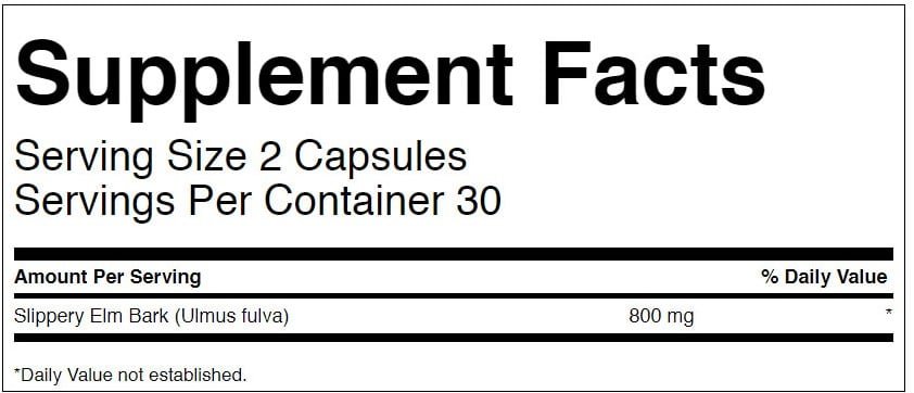 SW1405 Slippery Elm Bark – 400mg – 60 veg caps - Afbeelding 2