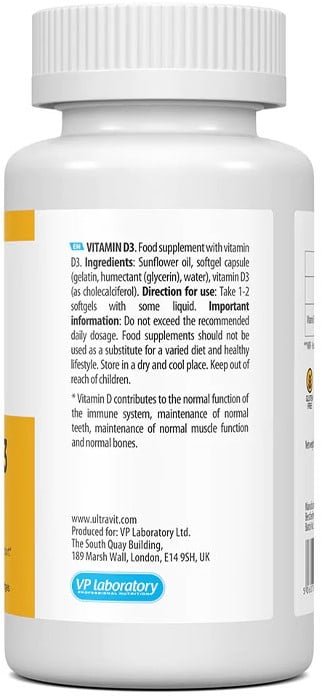 Vitamin D3 2000IU – 180 softgels - Afbeelding 2
